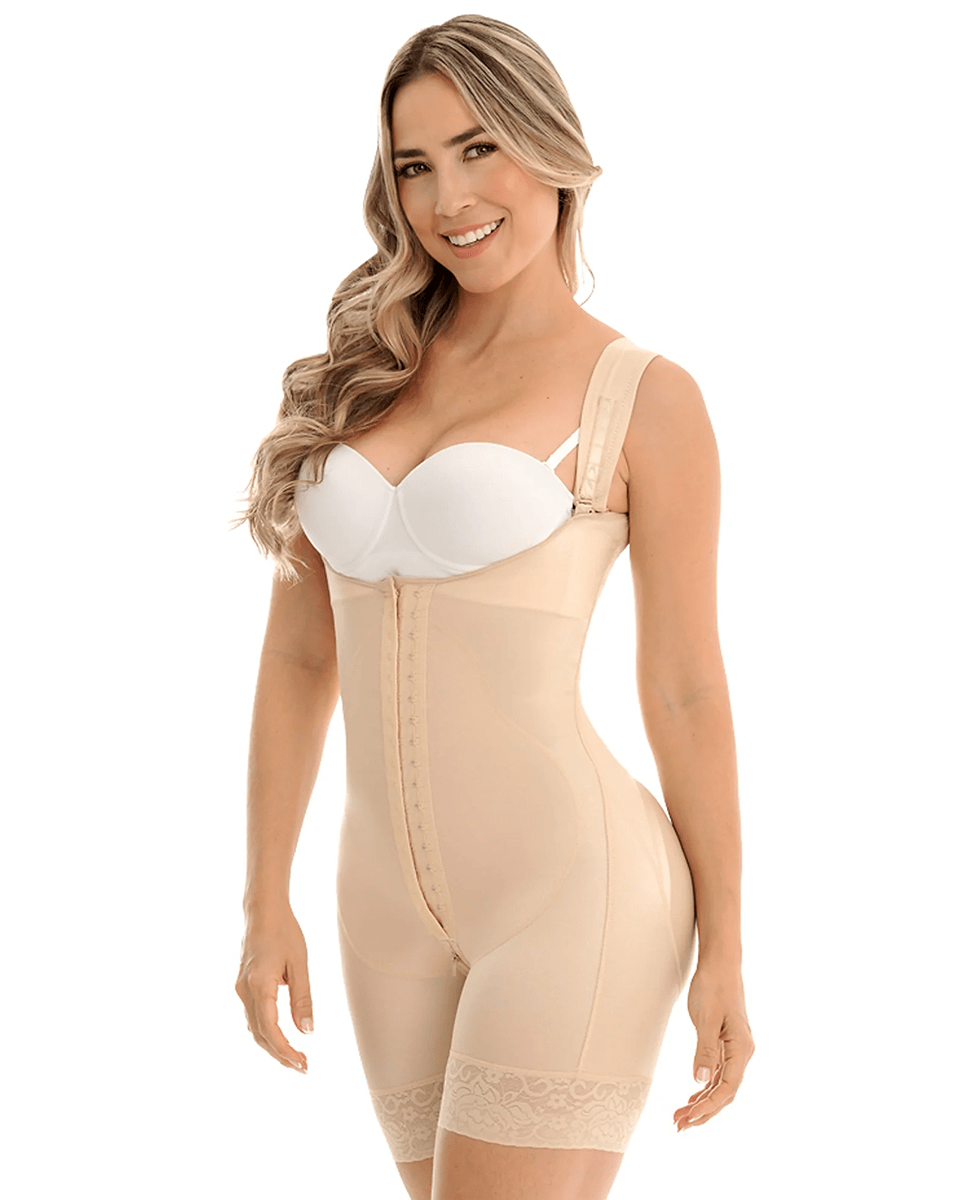Fajas M & D Open Bust PostOp Faja for Women Mid Thigh Shaper w/ Wide