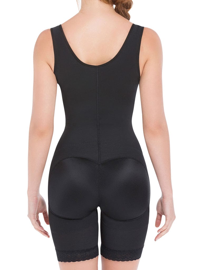 Siluet Extra-Strength Compression Wide Straps Mid-Thigh Bodysuit Slimming Shaper with latex