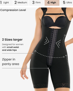 CYSM Hook Closure High Compression Bodysuit With Zip Crotch - 461