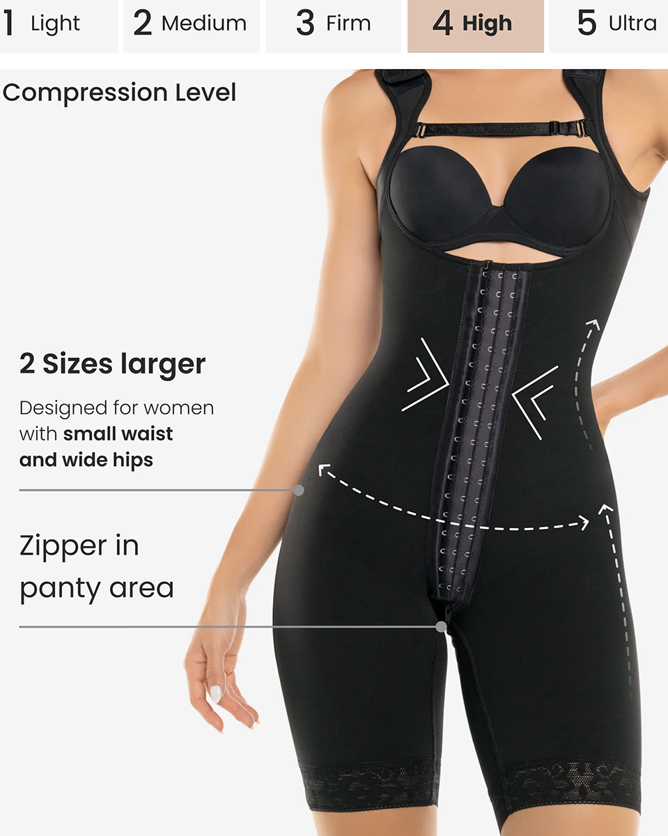 CYSM Hook Closure High Compression Bodysuit With Zip Crotch - 461