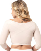 Fajas Sonryse Post Surgery Bra Posture Corrector Breast Augmentation Recovery Front Closure with Sleeves