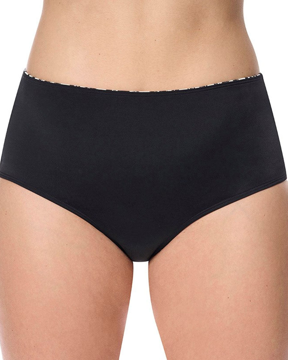 Amoena Salta High-Waist Bikini Bottoms - Black / Off-white