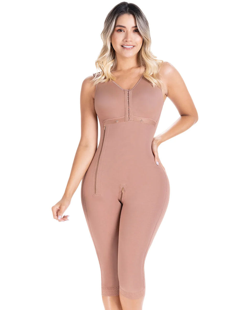 Fajas Sonryse Colombian Shapewear Knee Length with Built-in bra & High Back Post Surgery and Postpartum Use