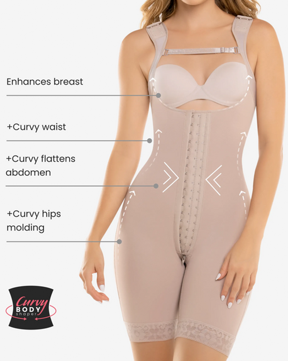 CYSM Hook Closure High Compression Bodysuit With Zip Crotch - 461