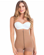 MariaE Faja Colombiana Postpartum & Daily Use Shapewear Bodysuit front Zipper Open Bust Mid Thigh