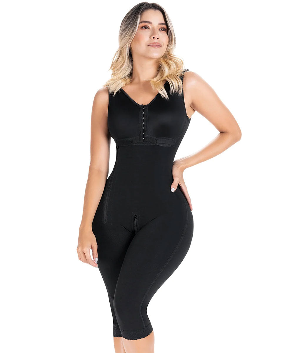 Fajas Sonryse Colombian Shapewear Knee Length with Built-in bra & High Back Post Surgery and Postpartum Use