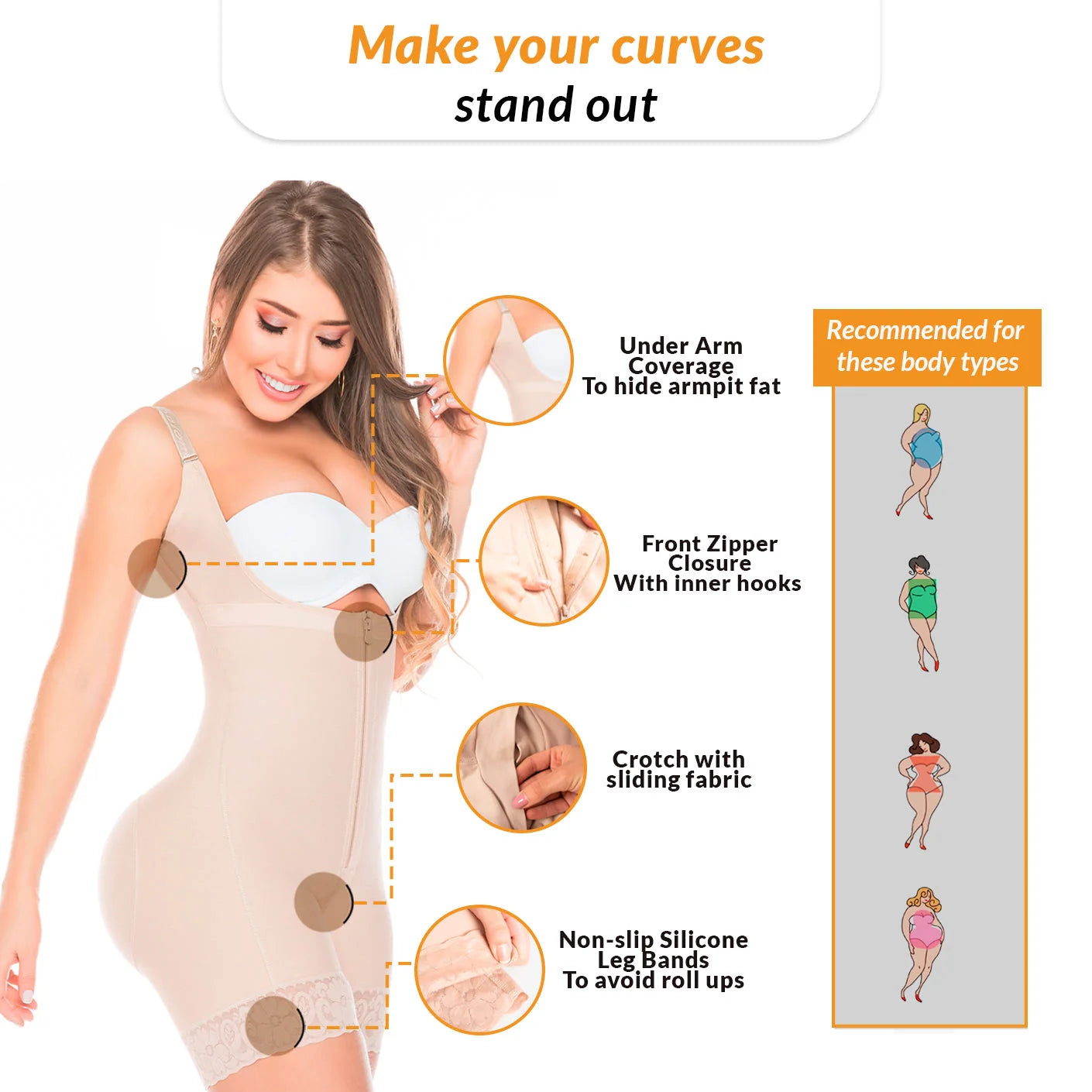 Fajas Salome Open Bust Tummy Control Butt Lifter Shapewear Daily Use & Postpartum Body Shaper for Women Powernet