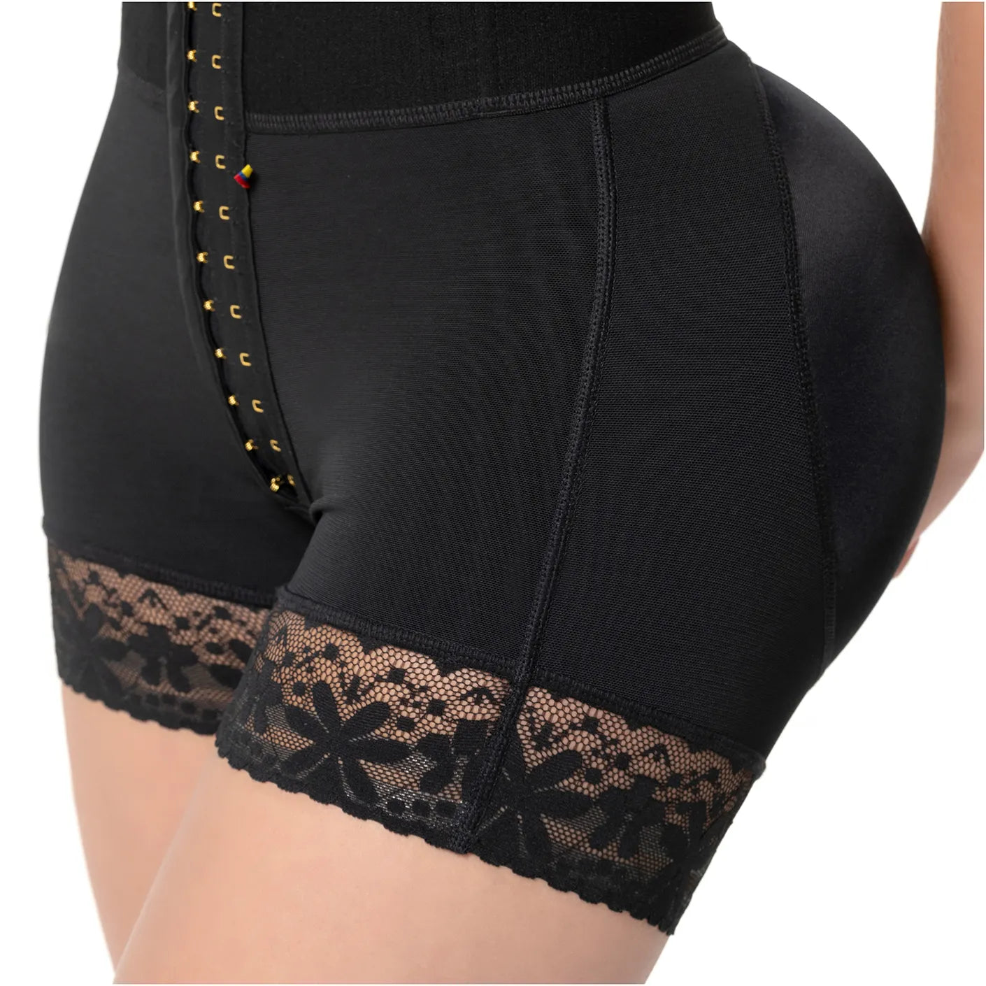 Fajas Salome Butt Lifting Shapewear Shorts with Elastic Waistband and Front Hooks