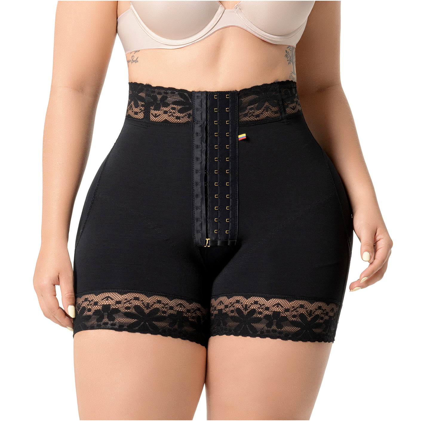 Fajas Salome High-Waisted Shaper Shorts with Front Hooks