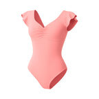 Fajas MyD Flutter-Sleeve Bodysuit Light Control V-Neck Shaper