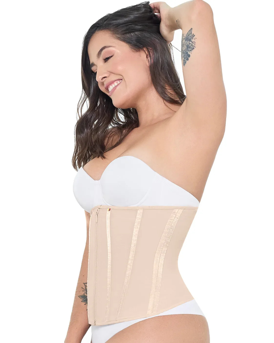MariaE Fajas Waist Cincher Shapewear with front Zipper & Inner Hooks