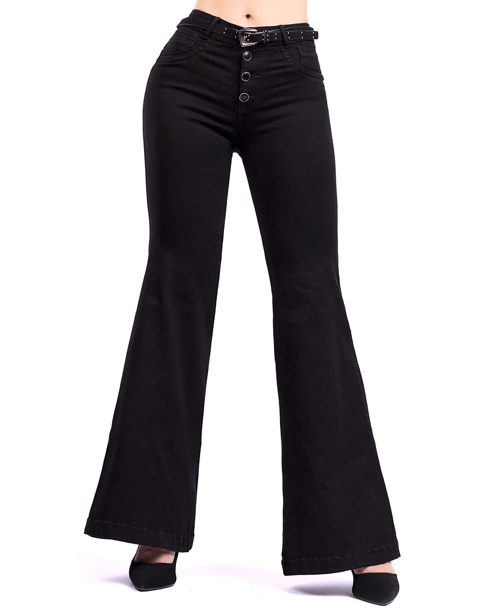 Laty Rose Flare Wide Leg Butt Lifting Jeans For Women