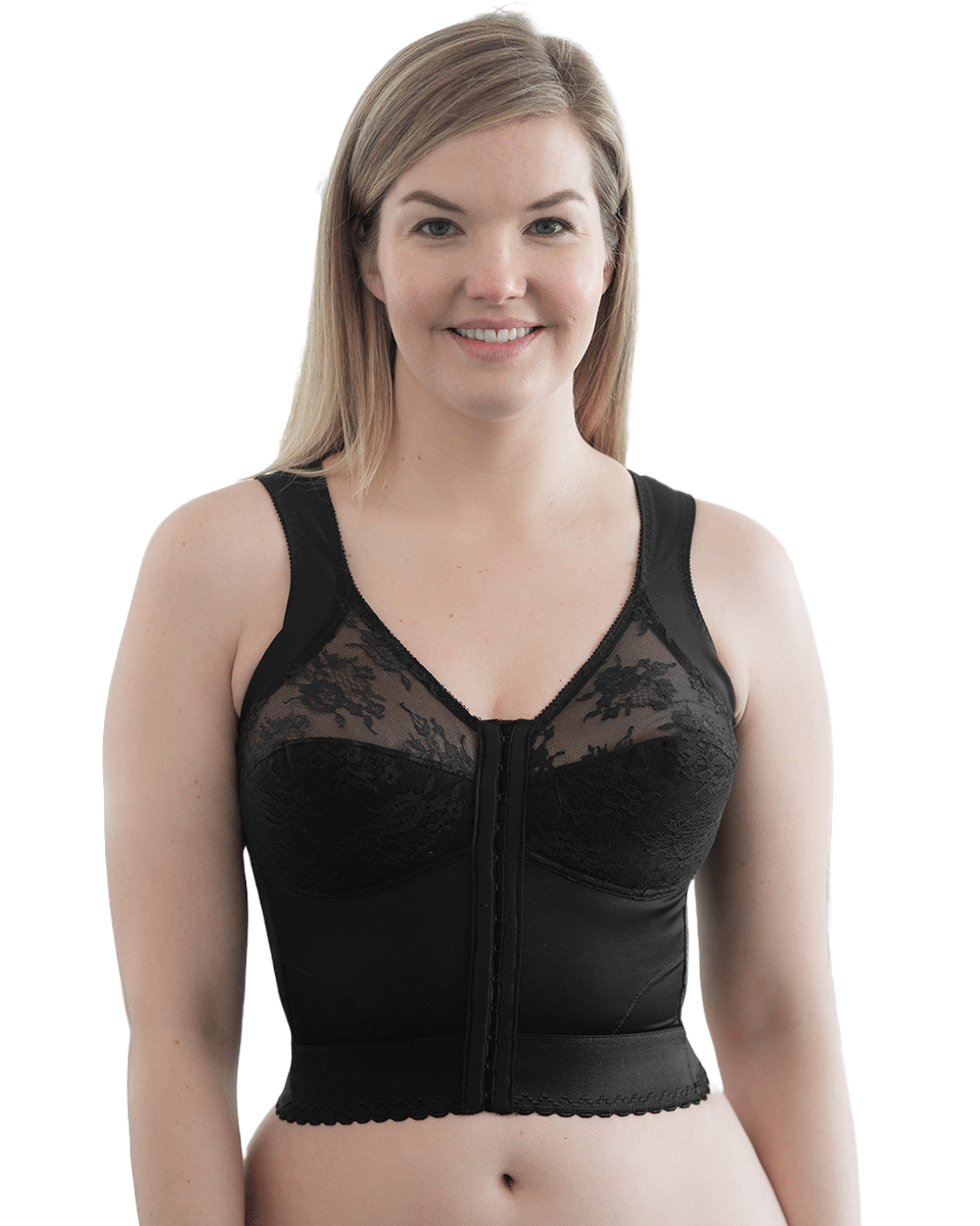 Rago Front Closure Back Support Long Line Bra Black