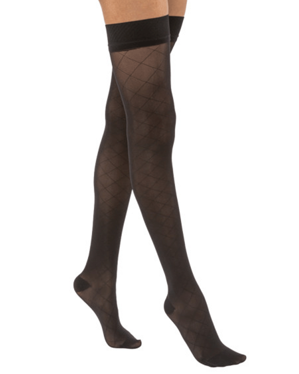 Jobst UltraSheer Women's 15-20 mmHg Diamond Thigh High w/ Silicone Dotted Top Band