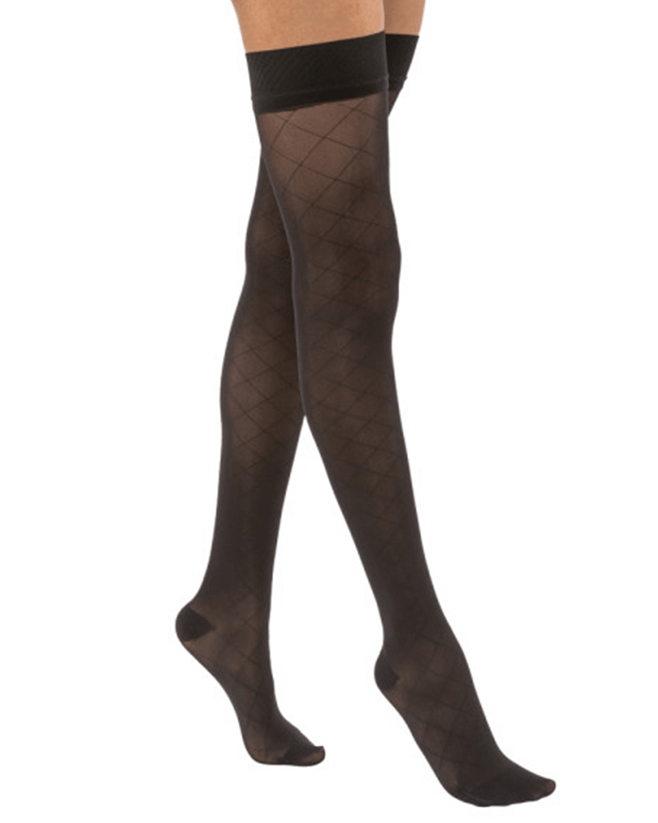 Jobst UltraSheer Women's 20-30 mmHg Diamond Thigh High w/ Silicone Dotted Top Band