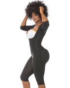 Fajas Salome Post-Op Bodysuit Full Body Shaper for Women Tummy Control Butt Lifter Knee Length Shapewear with Sleeves