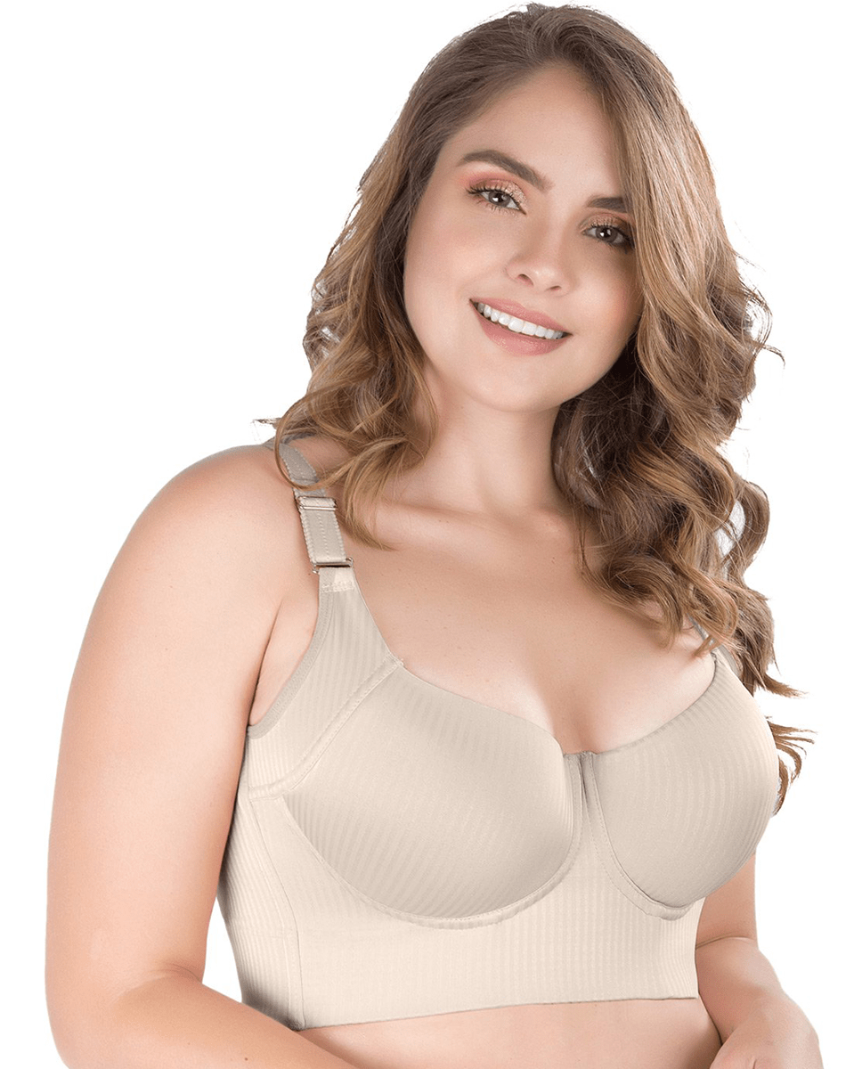 Buy Women's Plus Size Non Padded Full Coverage Firm Support Control  Underwired Bra Beige03 Cup Size H Bands Size 36 at