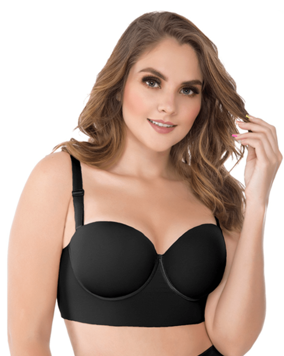 Qcmgmg Strapless Bras for Women Front Closure Solid Bandeaus Full Coverage  Wireless Bra Complexion XL