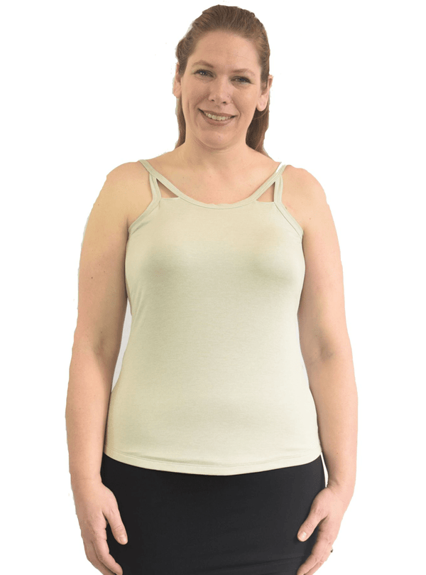 Final Sale Clearance Complete Shaping Mastectomy Camisole Cut Out Tank Top with Built-In Breast Prosthetics