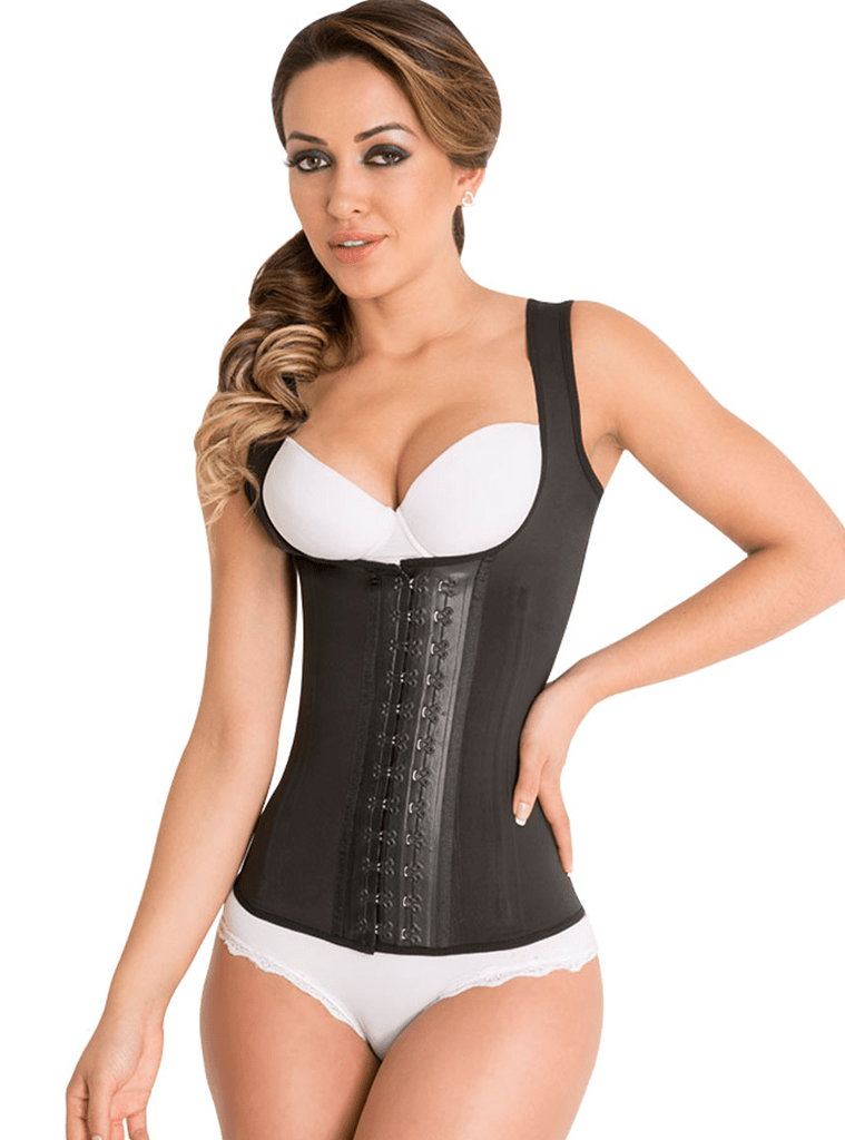 Fiorella Sports Latex Vest Waist Cincher Trainer Corset Black