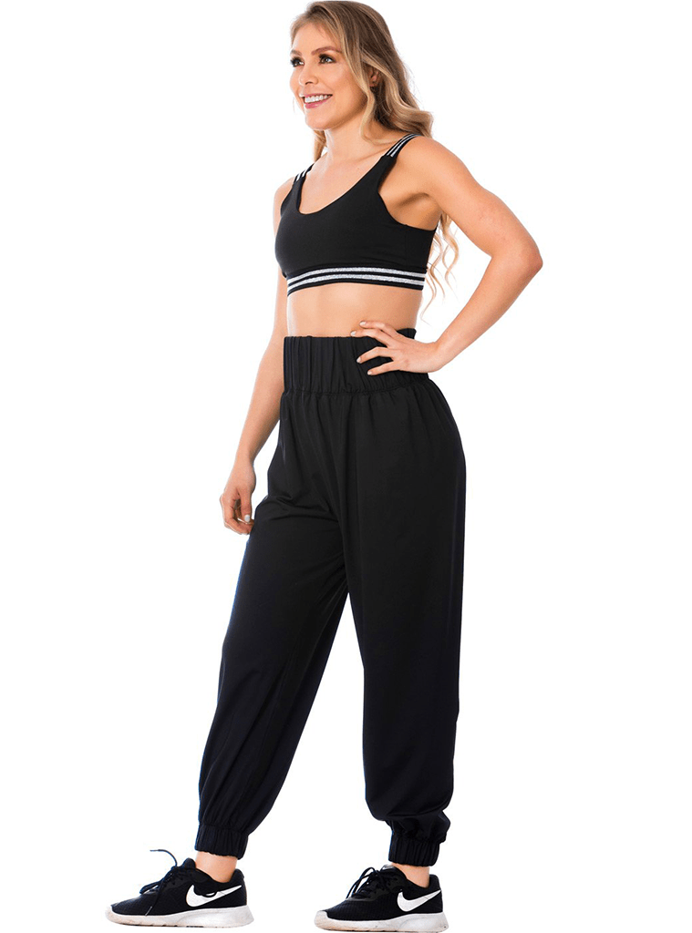 Flexmee High-Waisted Black Joggers for Women