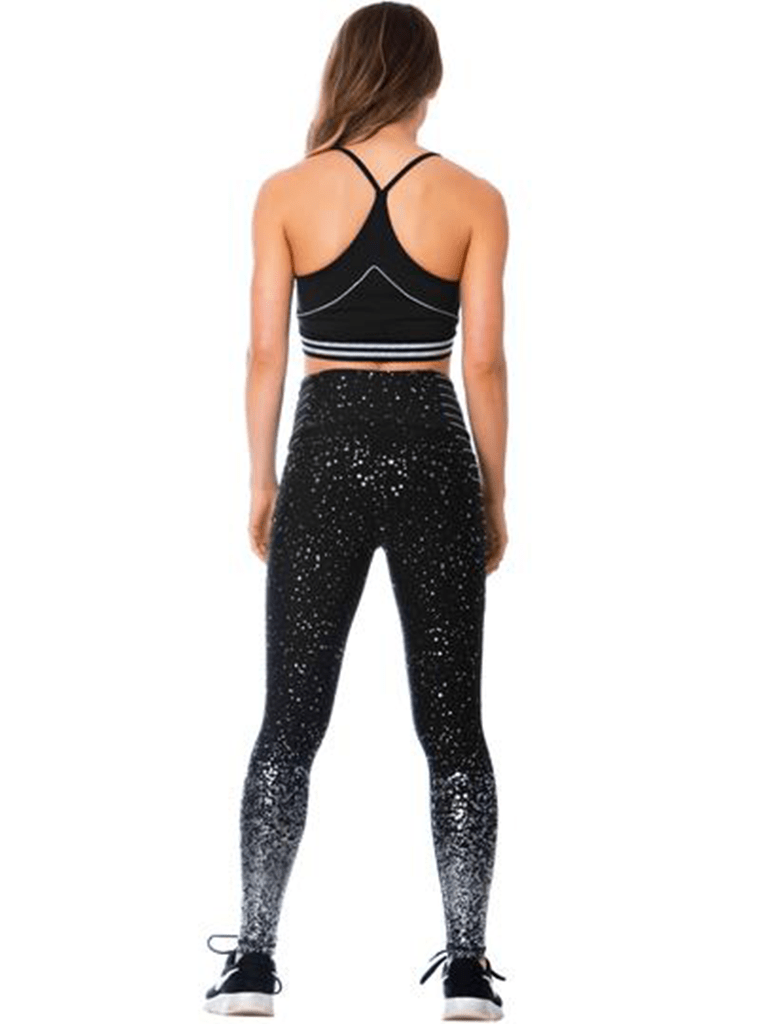Flexmee High-Waisted Shimmer Print Black Gym Leggings