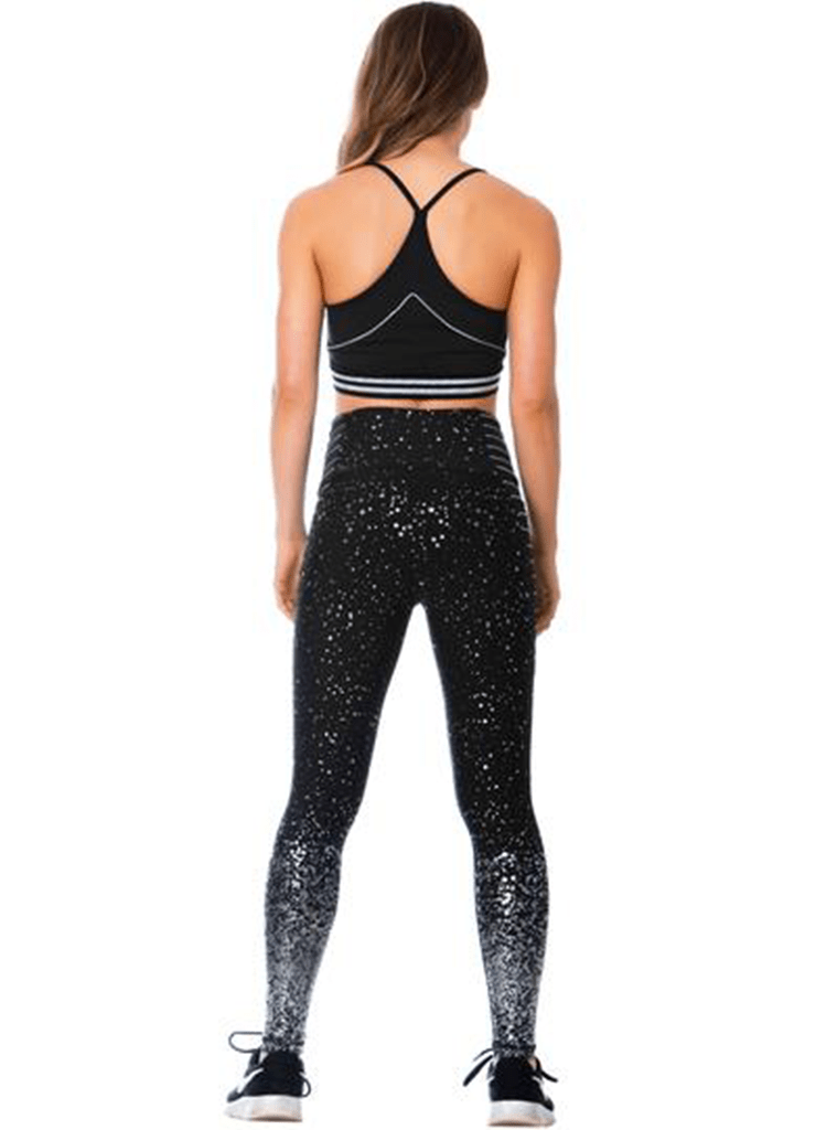 Flexmee High Waisted Shimmer Print Black Gym Leggings