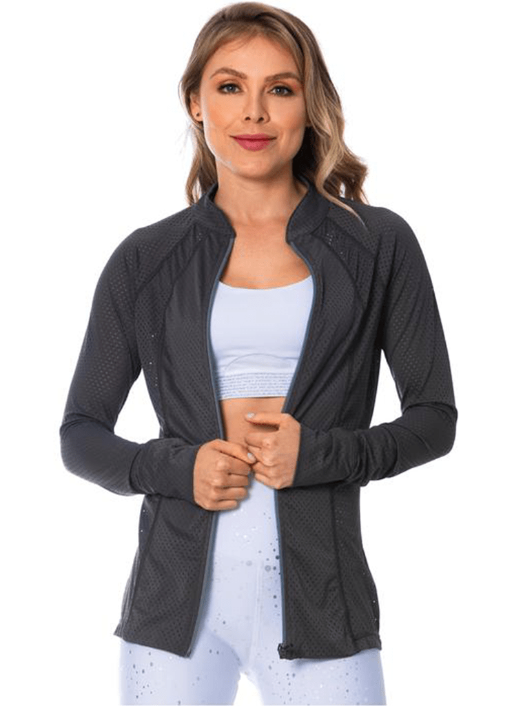 Flexmee See-Through Gray Sports Jacket for Women