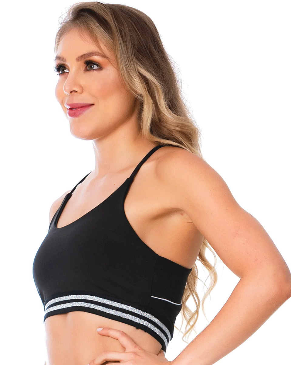 Flexmee Women's T-Back Black Gym Bra