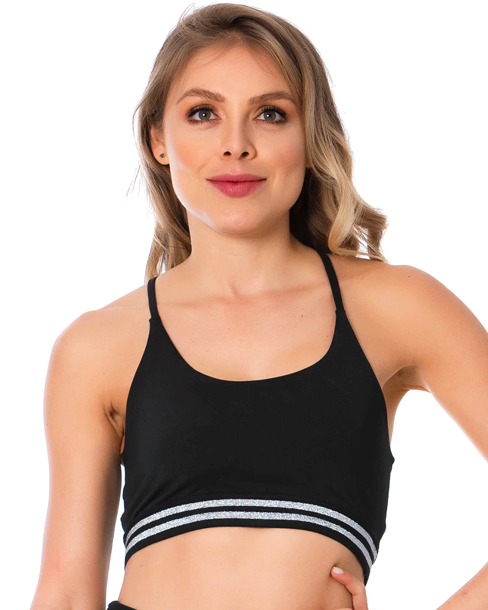 Flexmee Women's T-Back Black Gym Bra