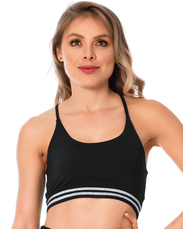 Flexmee Women's T-Back Black Gym Bra