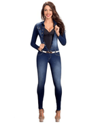 Lowla Spandex Denim Spandex de manga larga con faja interna que controla el abdomen