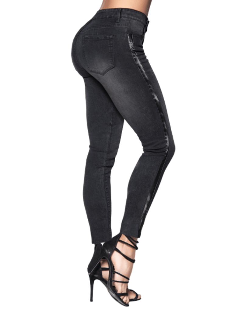 Mapale Butt Lifting Jeans with Side Satin Strip Detail D1917
