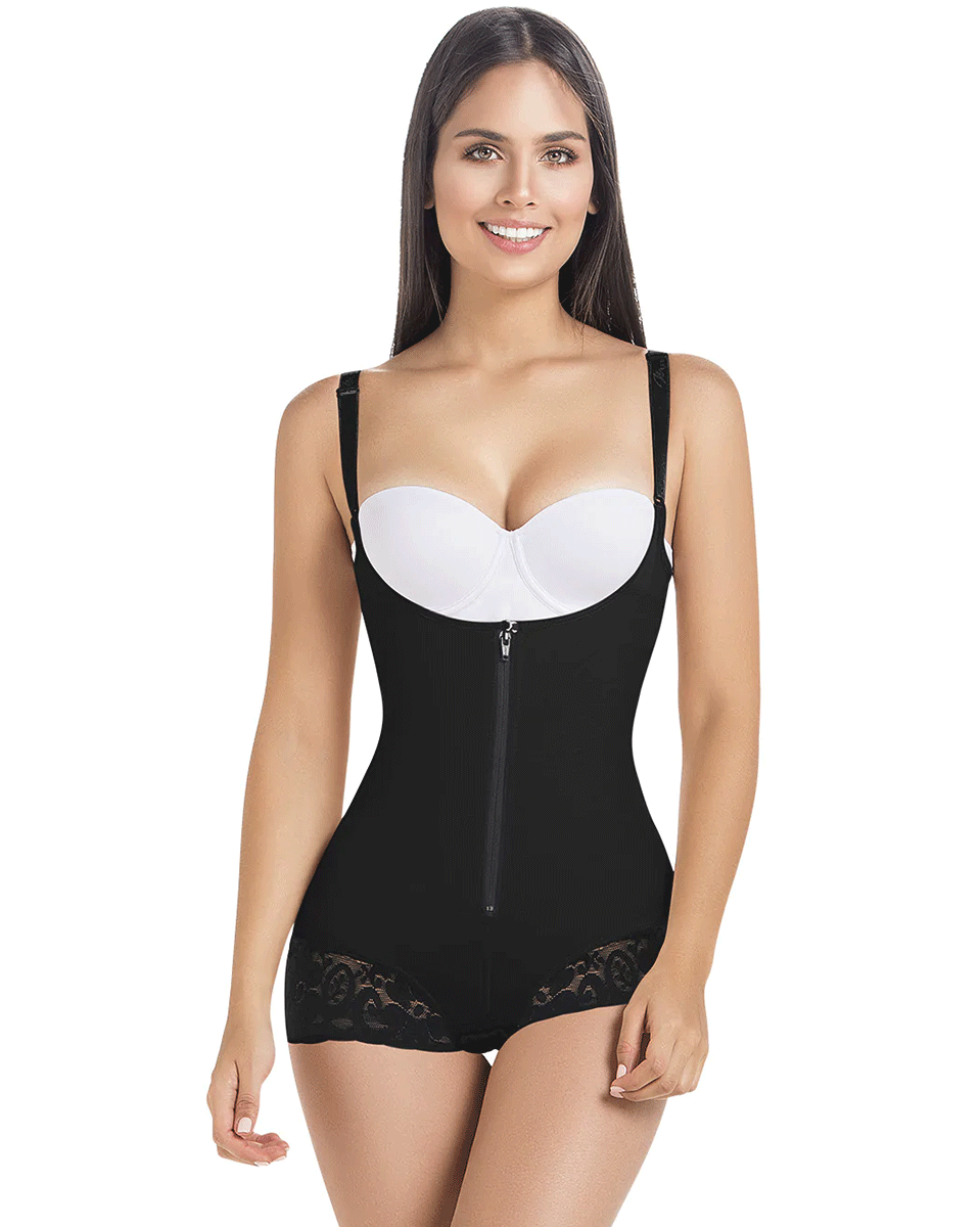 MariaE Fajas Colombianas Postpartum Open Bust Shapewear Bodysuit for Women Powernet