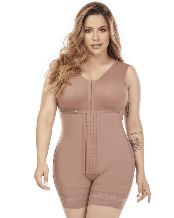 MariaE Fajas Full Post-Op Bodysuit for Women with Bra and Mid Thigh