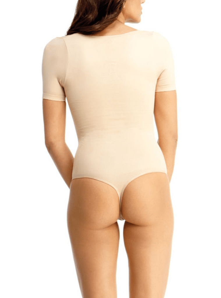 MeMoi Impresa Short Sleeve Thong Bodysuit Shaper