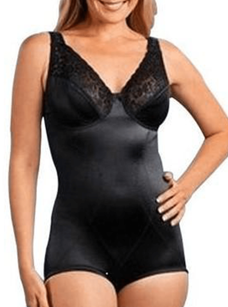 Rago Shapewear Open Bottom Black Body Briefer Band Size 36 Cup