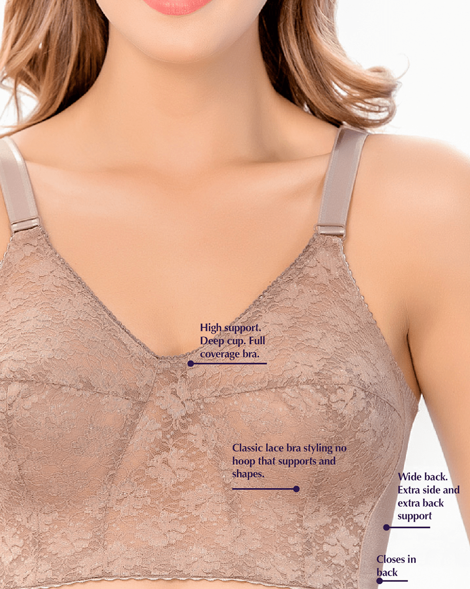 Siluet Extra Coverage Support Wireless Bra with Lace Cups –