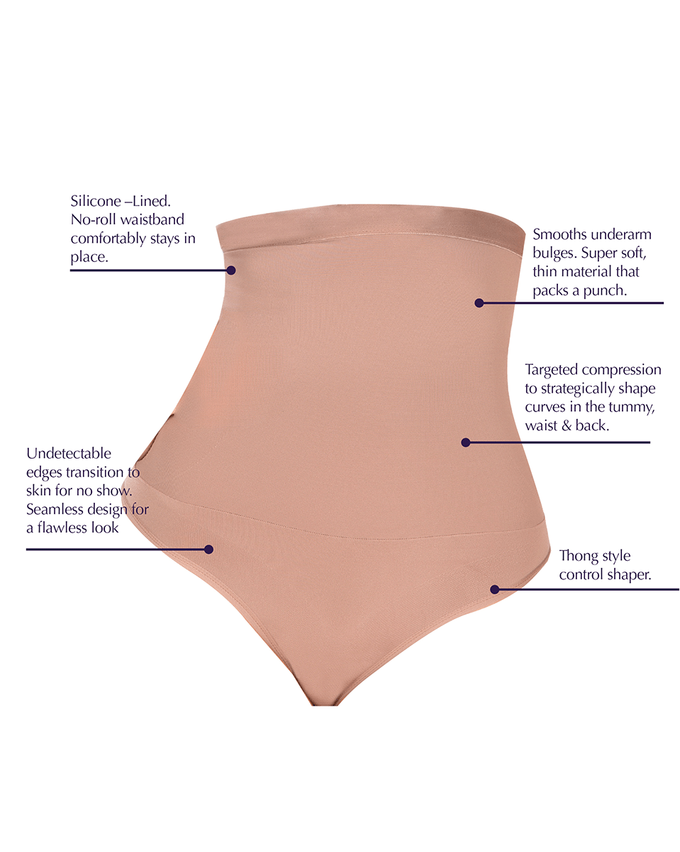 Tanga moldeadora de cintura alta con forro de silicona Siluet