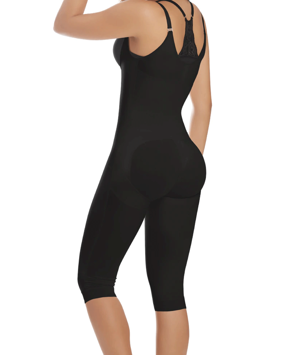 TrueShapers Knee Length Body Shaper With Firm Compression Butt Lifter Front Hook