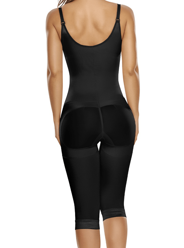 TrueShapers Knee Length Body Shaper With Firm Compression Butt Lifter Front Zipper